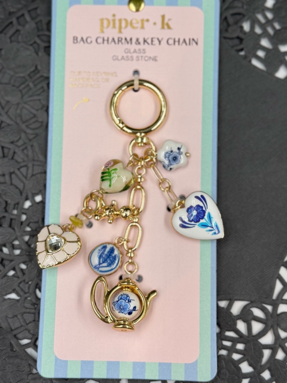 Blue & White Piper K Porcelain Charm | Tea Party Chic